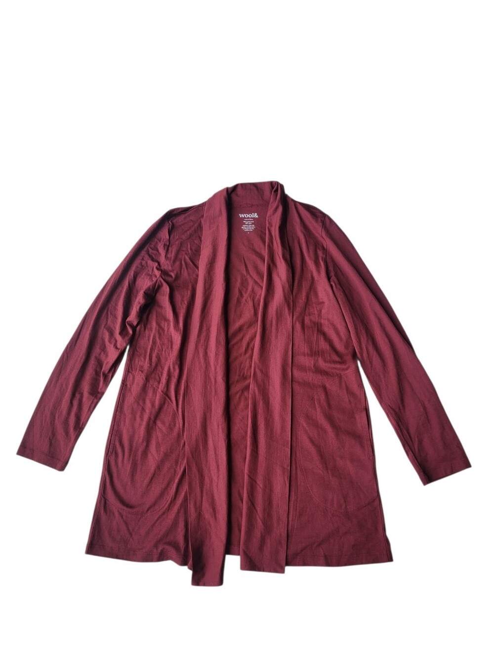 Wool& Landmark Cardigan Maroon Wine Size Large